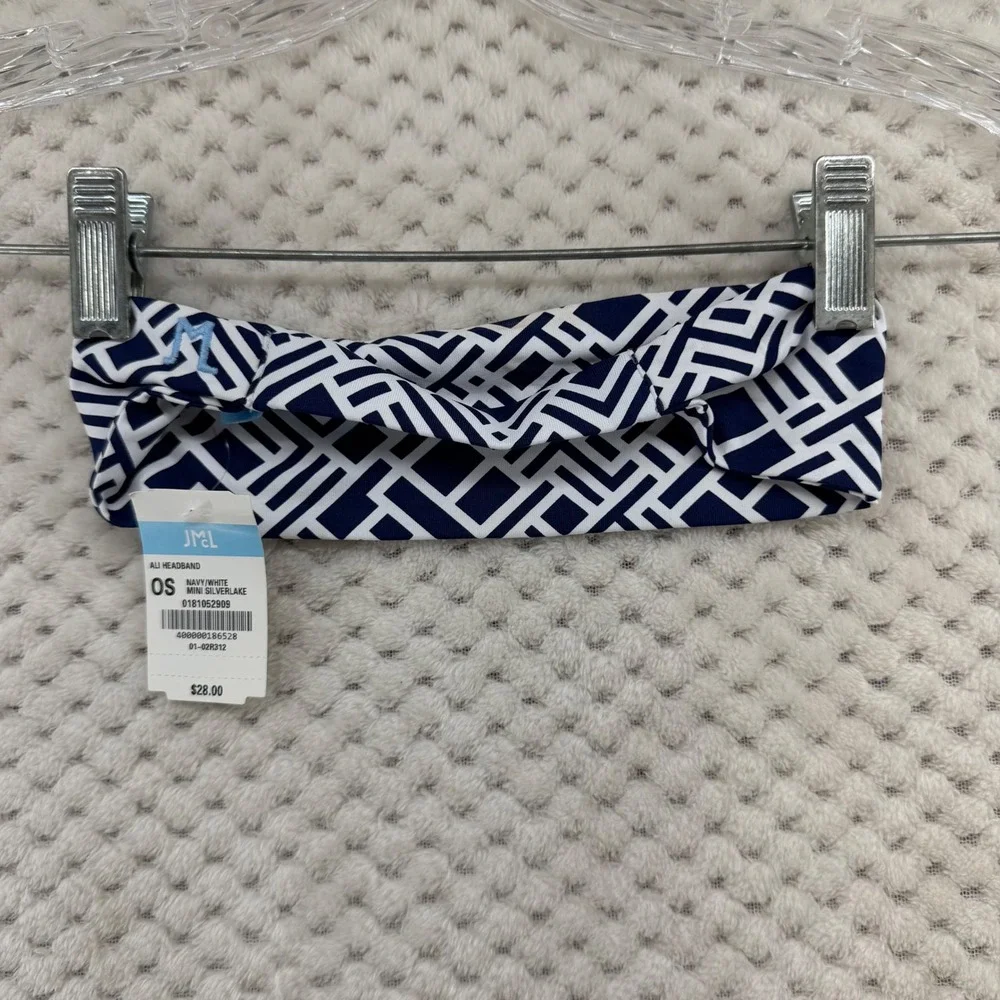 J.McLaughlin Ali Headband Women OS Navy White Mini Silverlake Geometric Twist